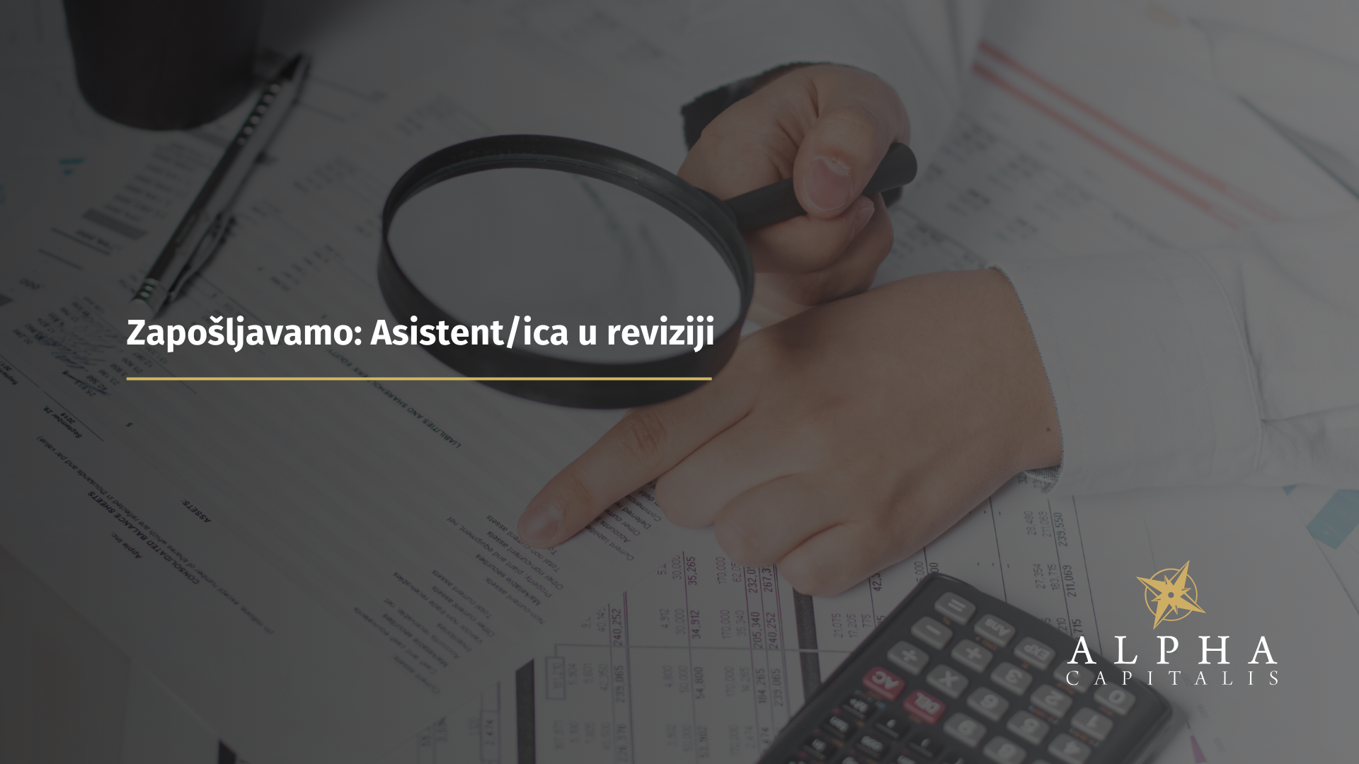 Zapošljavamo: Asistent/ica u reviziji - pripravnik