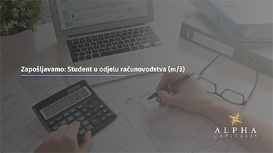 Zapošljavamo: Student u odjelu računovodstva (m/ž)