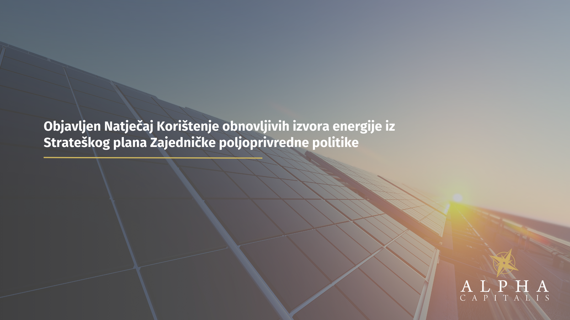 Objavljen Natječaj za provedbu intervencije „73.03 Korištenje obnovljivih izvora energije“